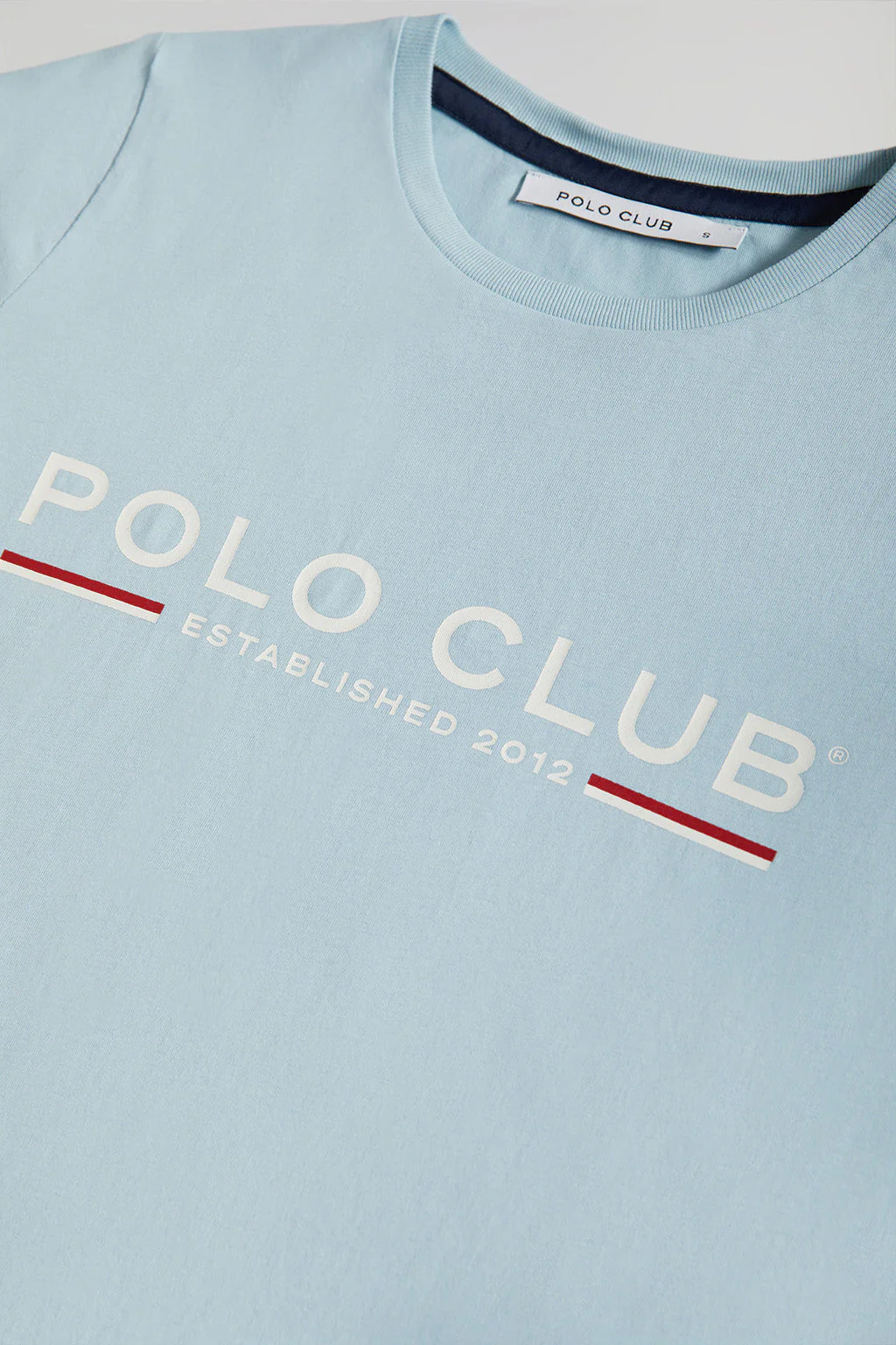 Sky-blue basic T-shirt with chest iconic print - Image 7