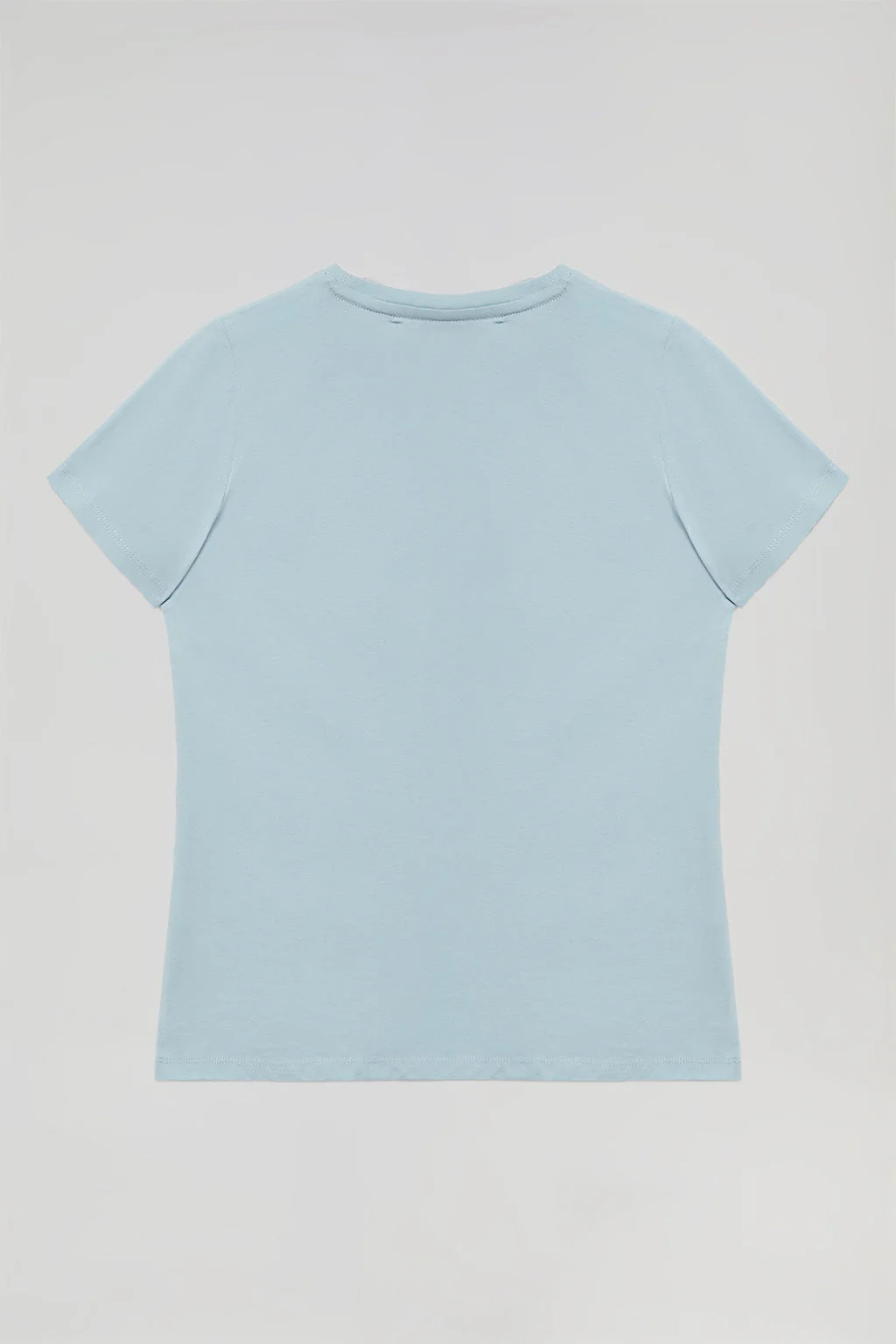 Sky-blue basic T-shirt with chest iconic print - Image 8