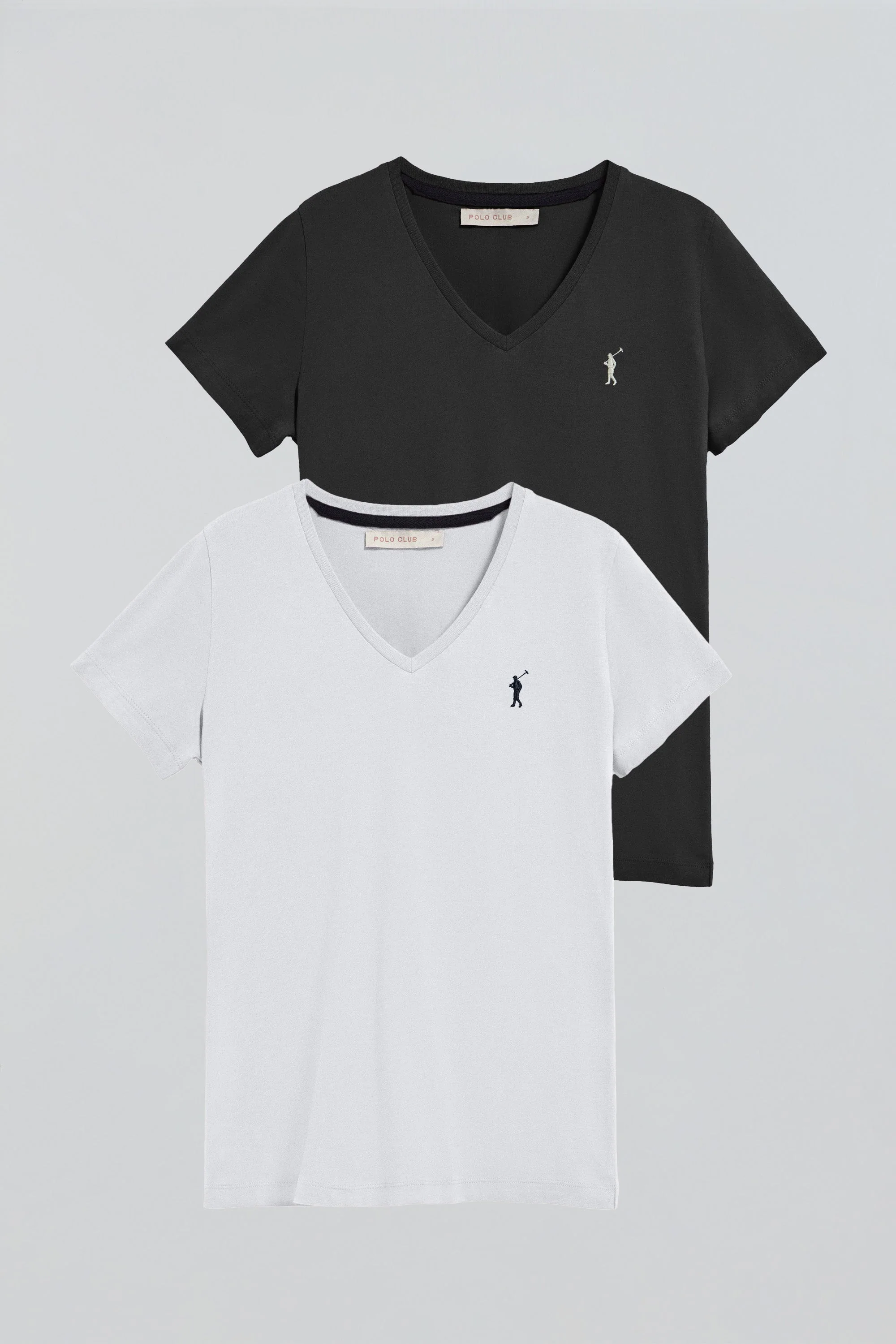 V-neck T-shirt with Rigby Go logo 2 pack (black and white)