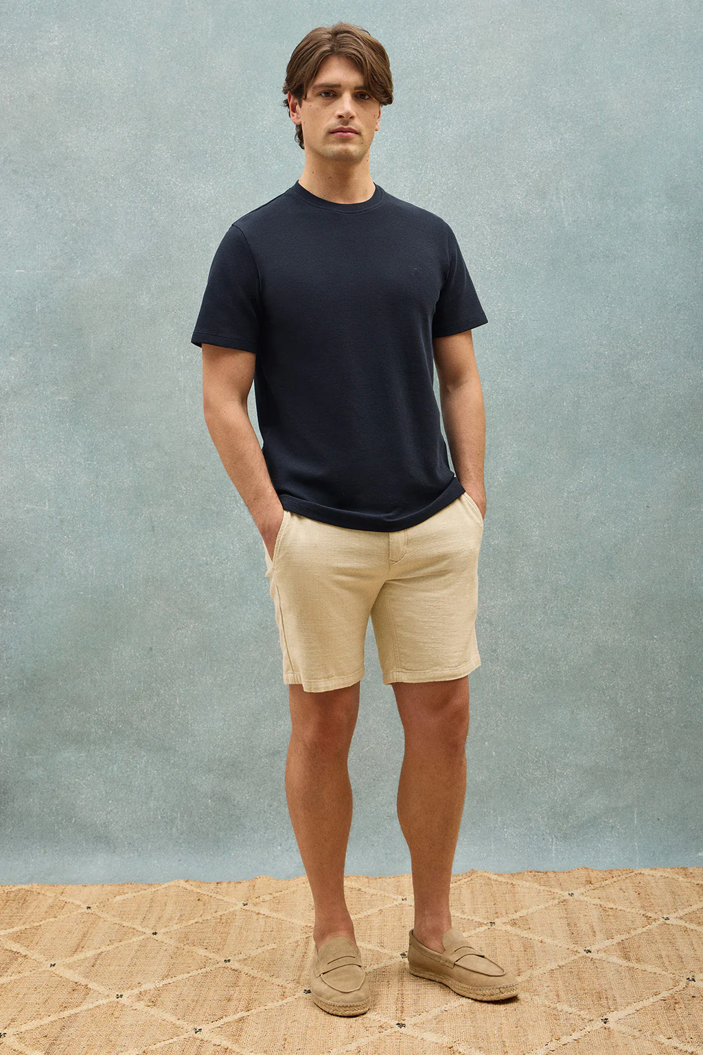 Navy-blue microstructured tee with PC embroidered monogram - Image 10