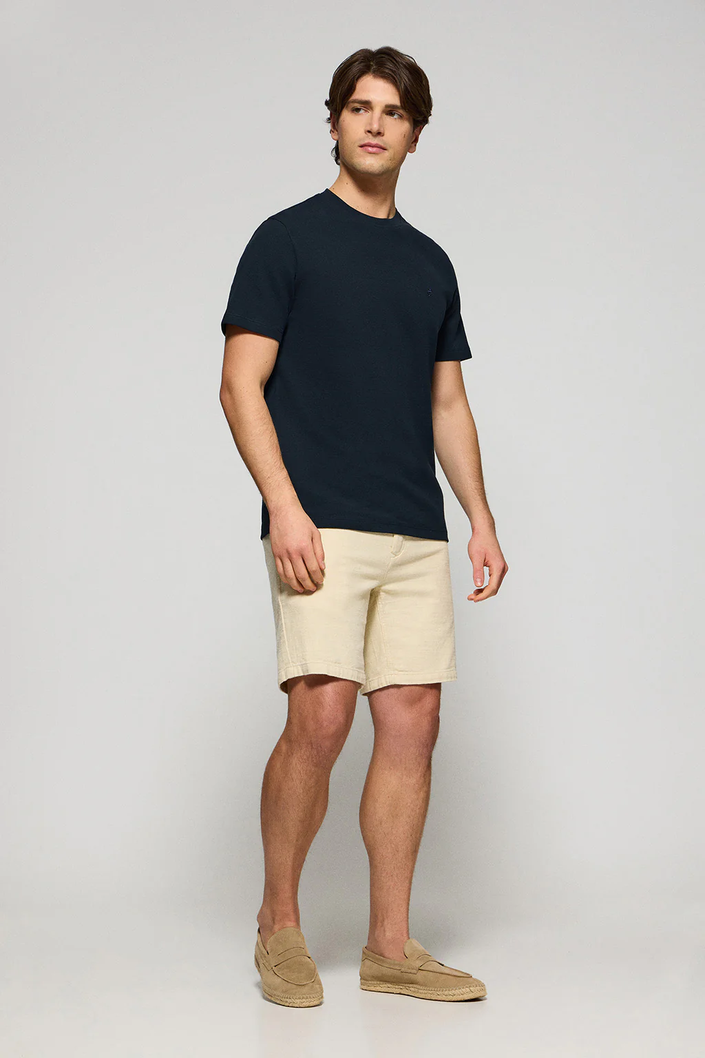 Navy-blue microstructured tee with PC embroidered monogram - Image 4