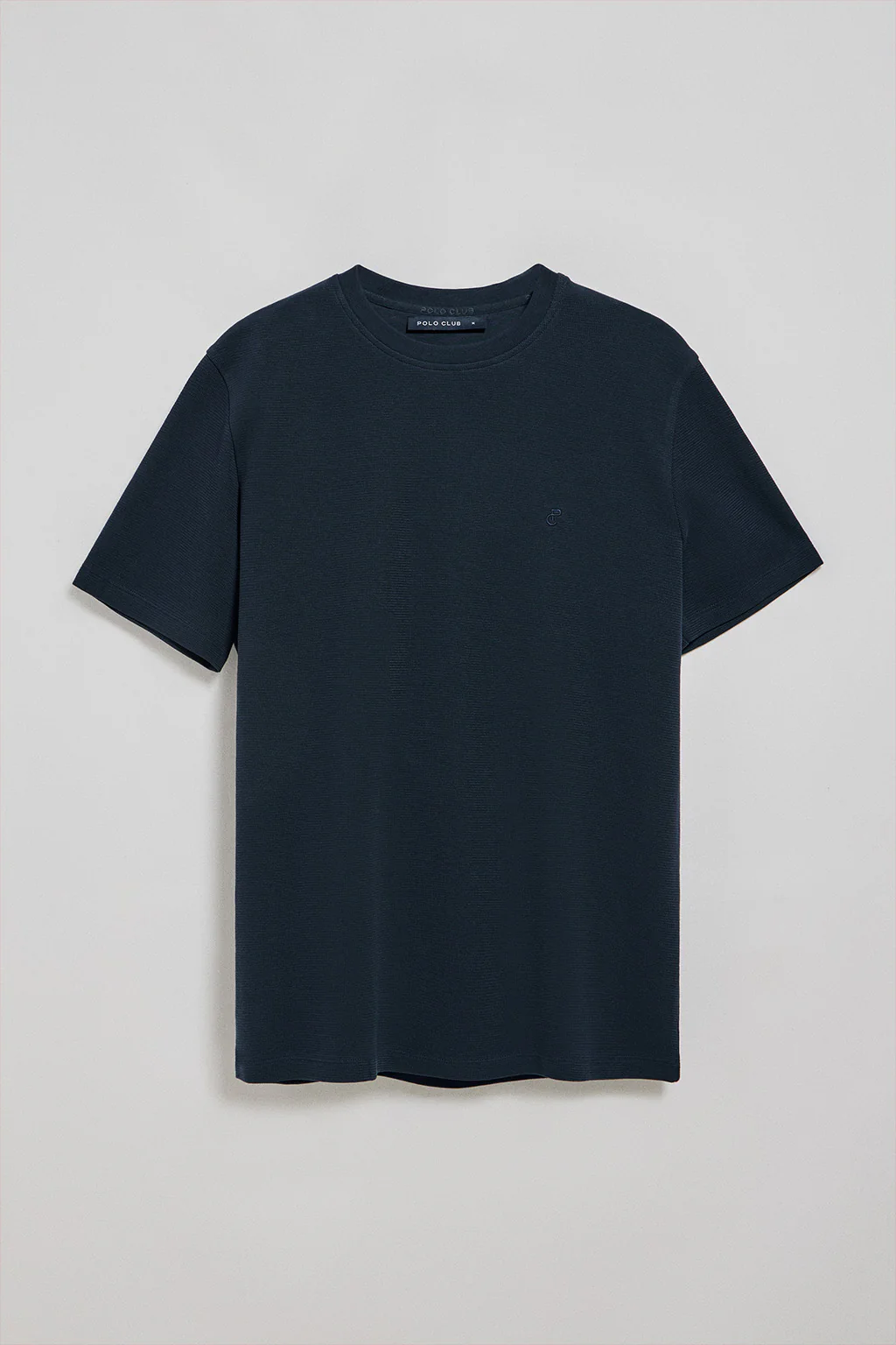 Navy-blue microstructured tee with PC embroidered monogram - Image 7