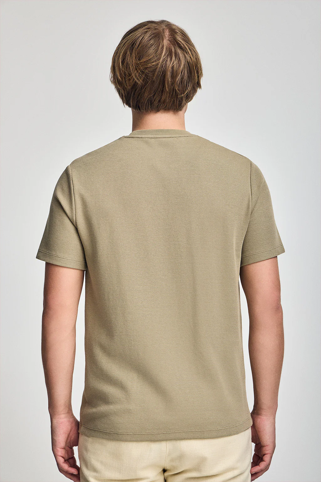 Green microstructured tee with PC embroidered monogram - Image 2
