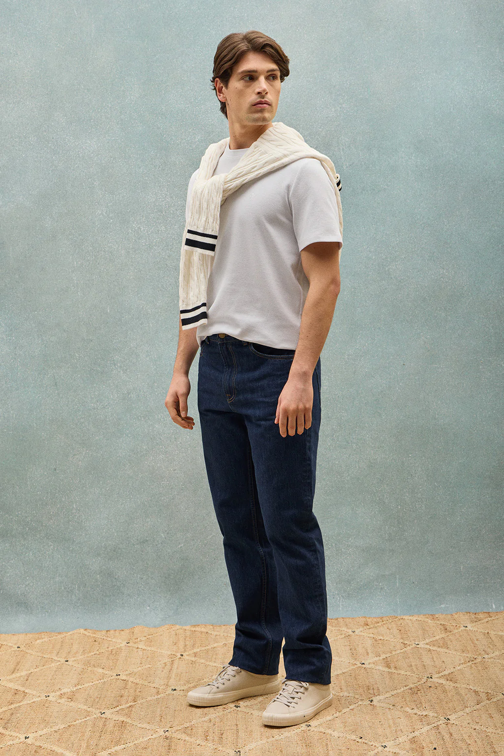 White microstructured tee with PC embroidered monogram - Image 10
