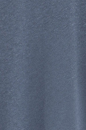 Denim-blue round-neck T-shirt in linen and cotton with embroidered monogram - Image 9