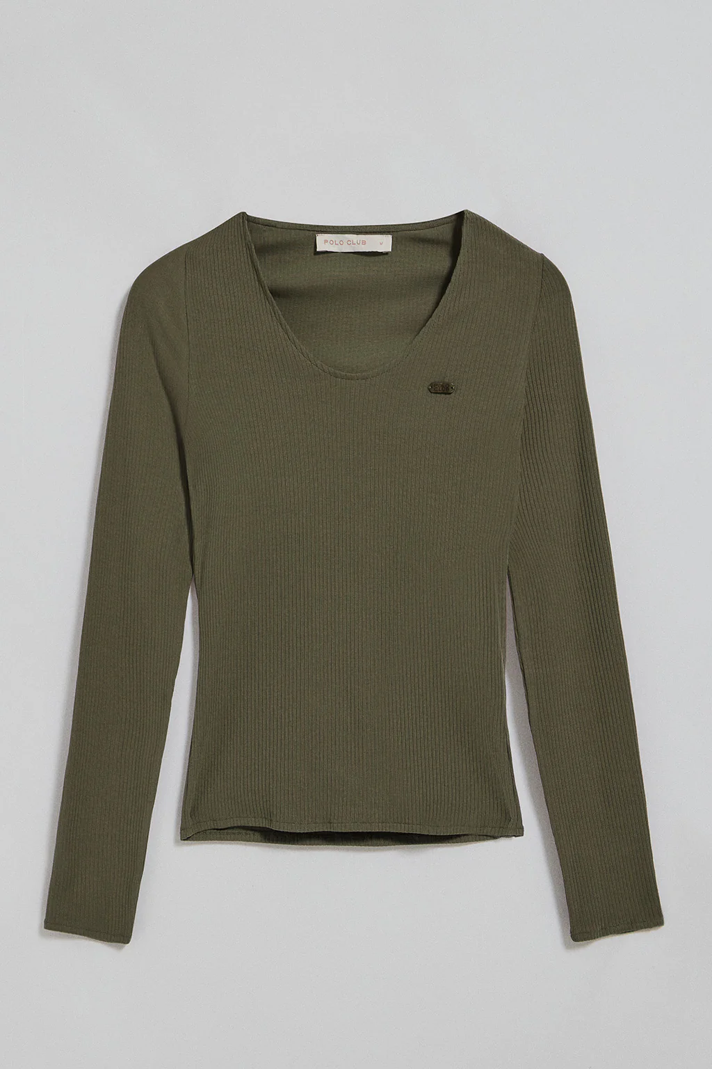 Army-green tee Penelope with Polo Club pearly button - Image 5