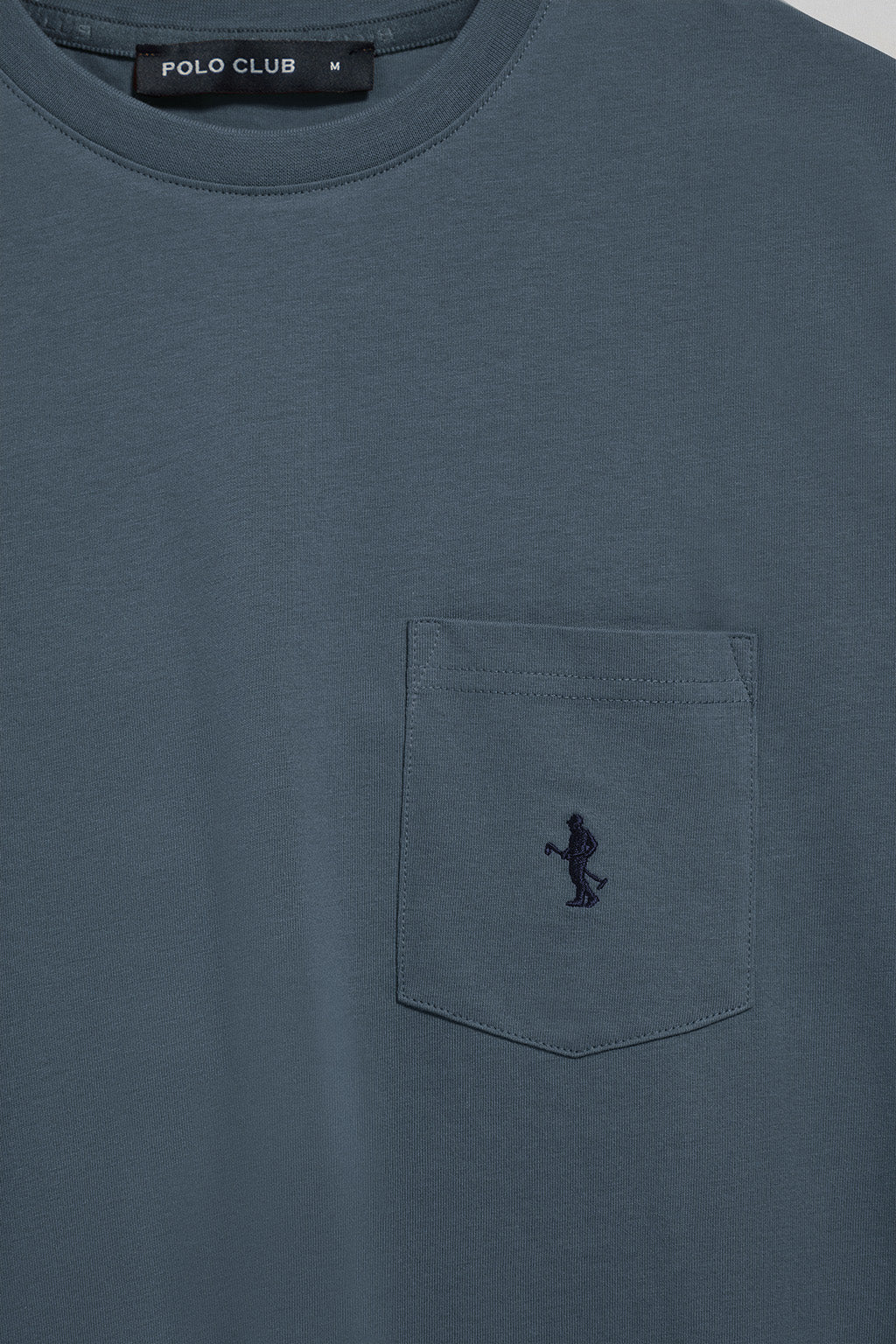 Denim-blue short-sleeve T-shirt with pocket and Rigby Best embroidery - Image 6