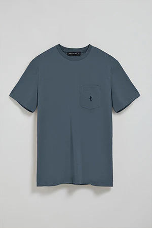Denim-blue short-sleeve T-shirt with pocket and Rigby Best embroidery - Image 8
