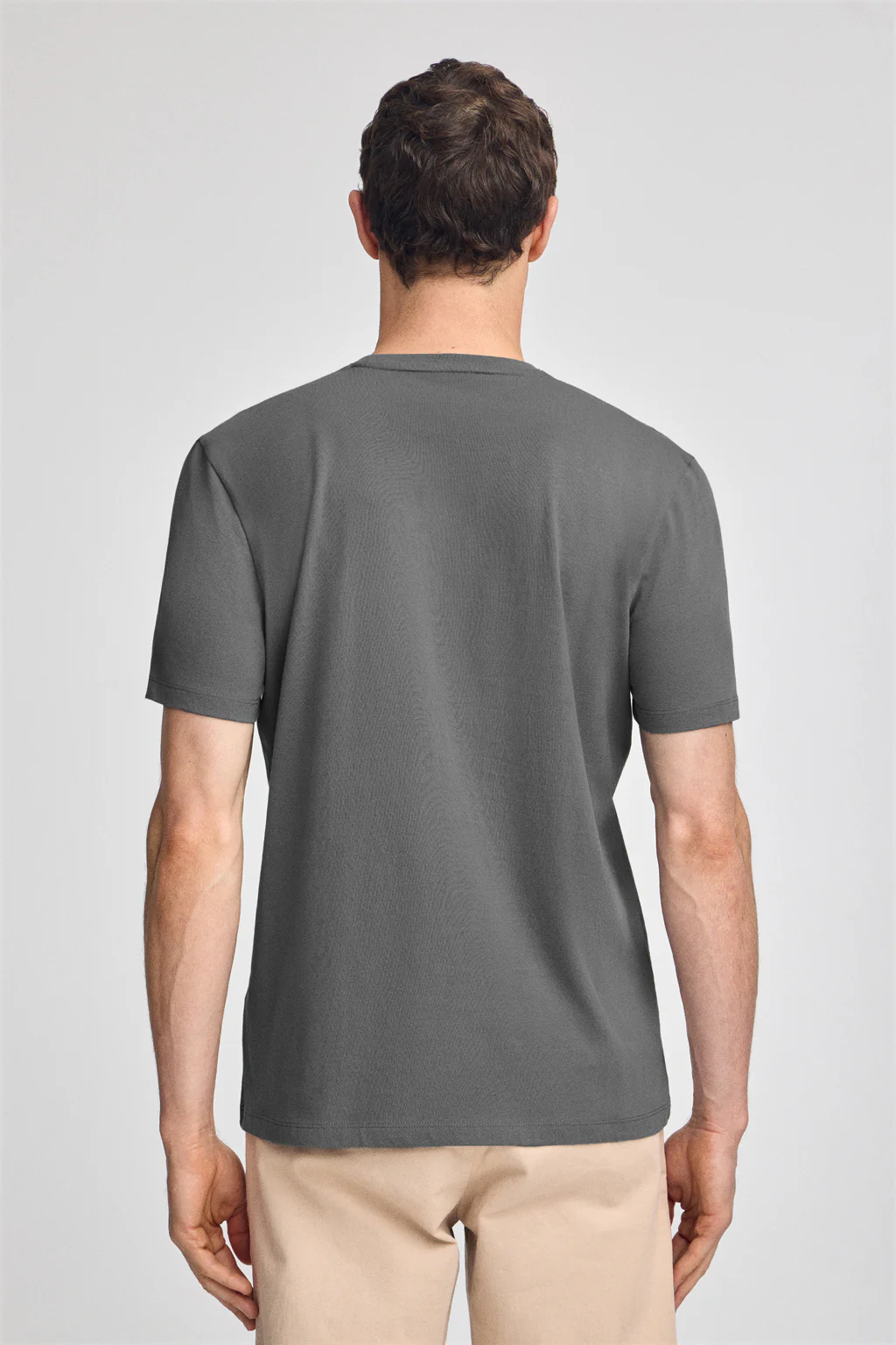 Asphalt-grey round-neck basic T-shirt with Rigby Best embroidery - Image 2