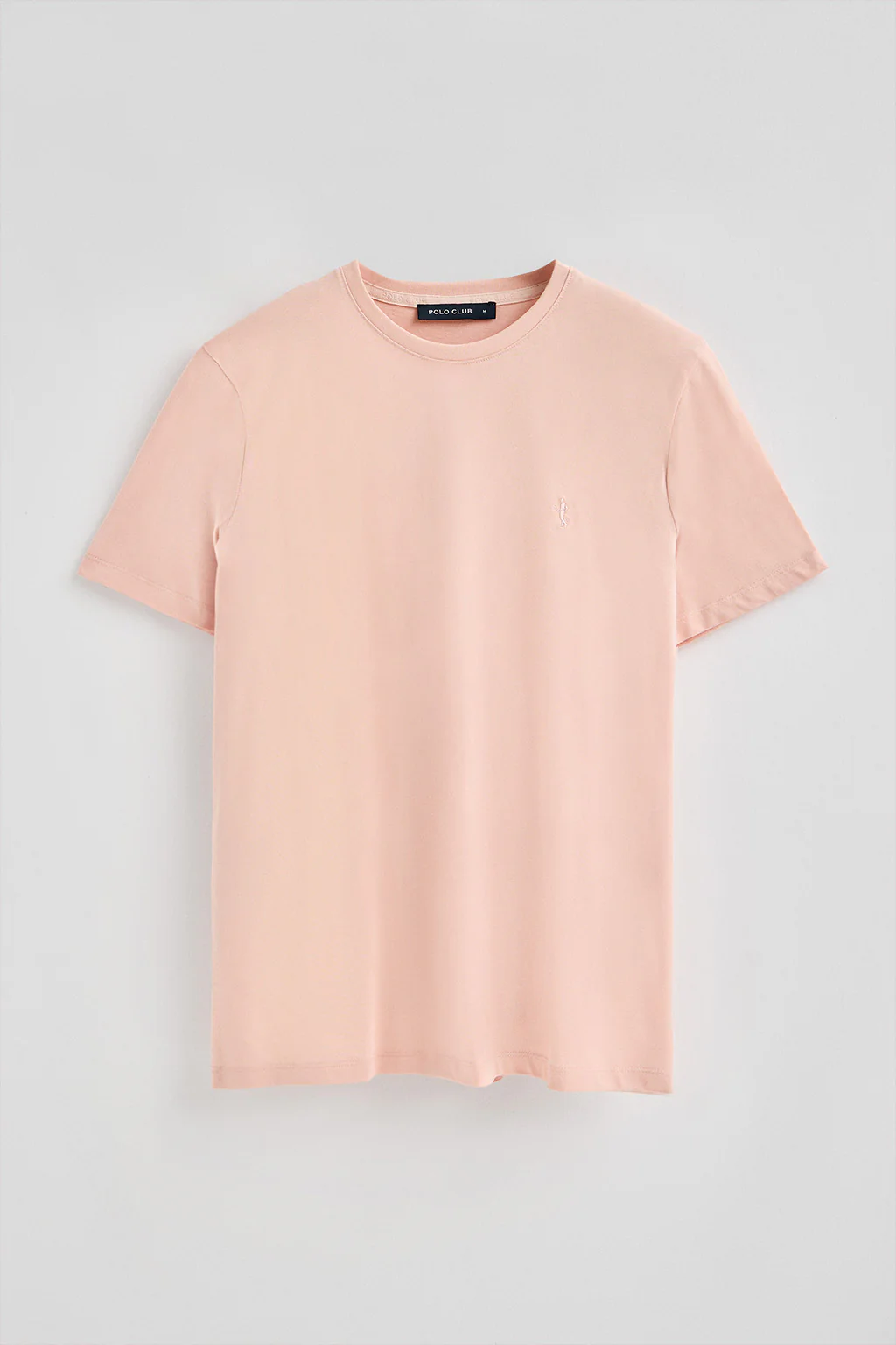 Blush-pink round-neck basic T-shirt with Rigby Best embroidery - Image 8