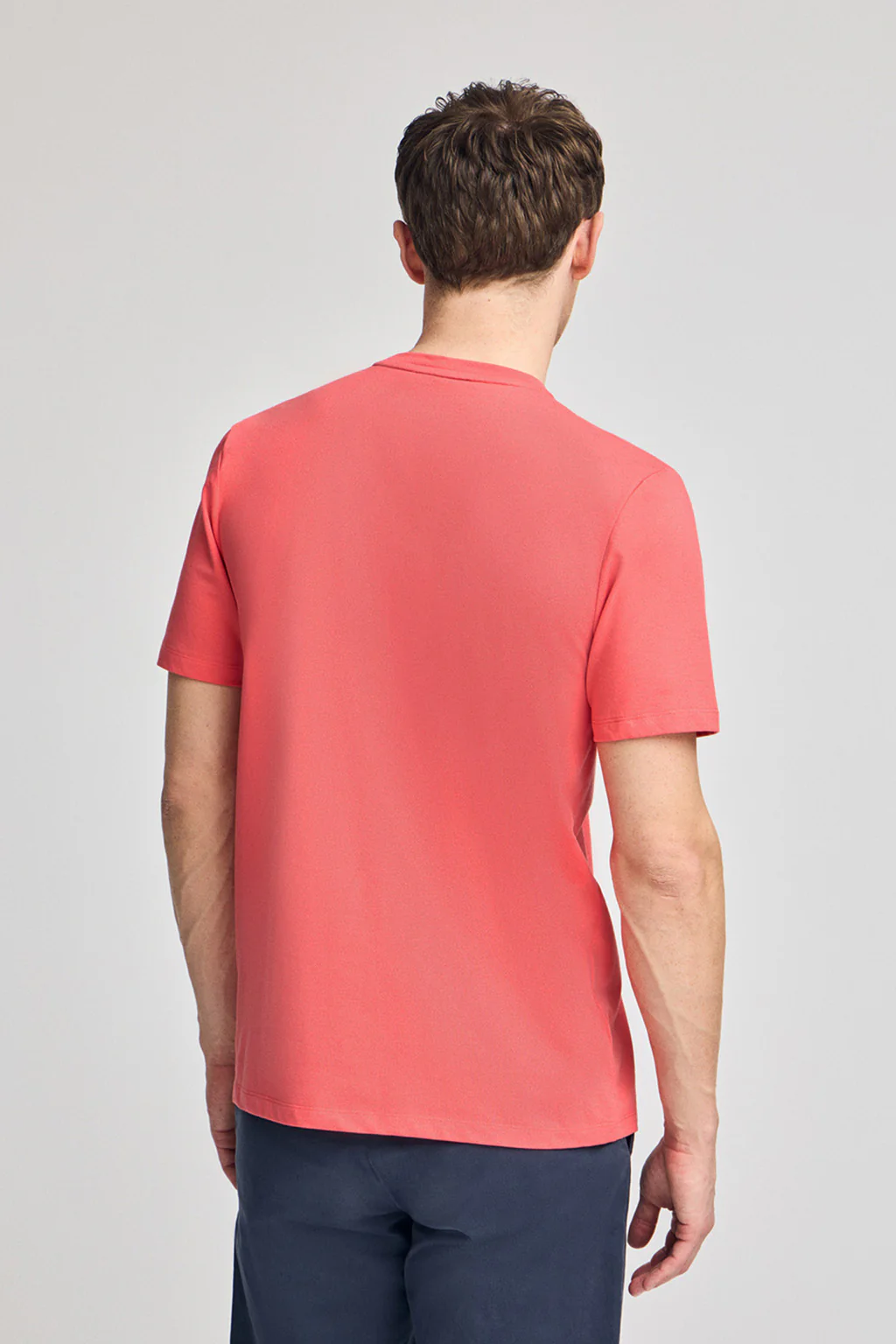 Coral round-neck basic T-shirt with Rigby Best embroidery - Image 2