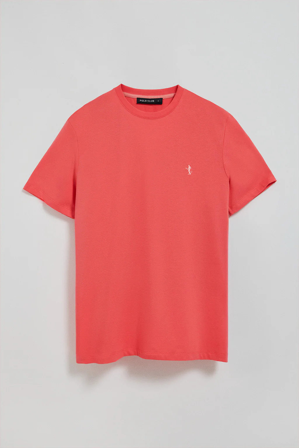 Coral round-neck basic T-shirt with Rigby Best embroidery - Image 5