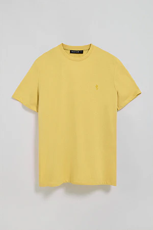 Yellow round-neck basic T-shirt with Rigby Best embroidery - Image 8