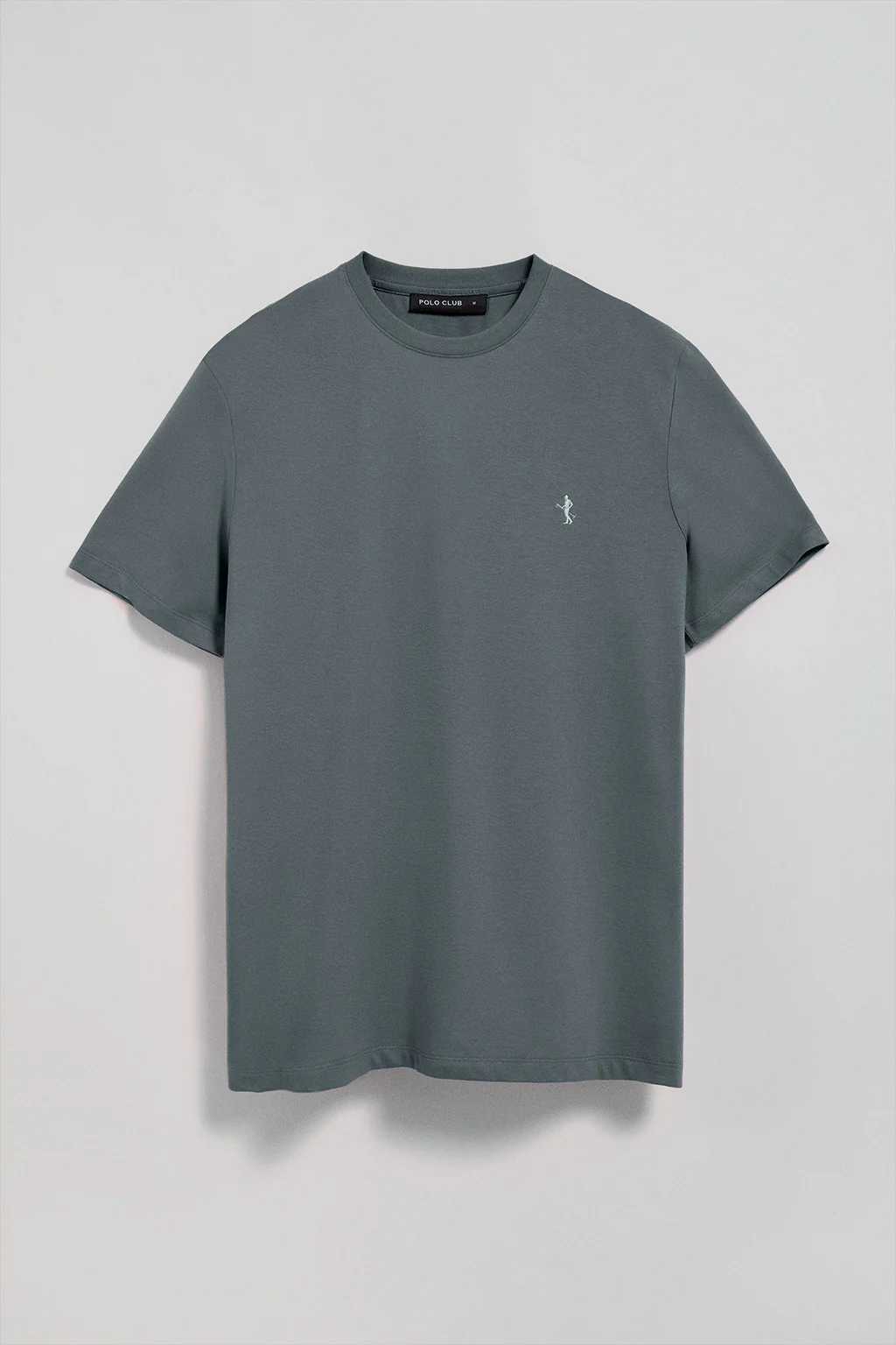 Stone-grey round-neck basic T-shirt with Rigby Best embroidery - Image 5