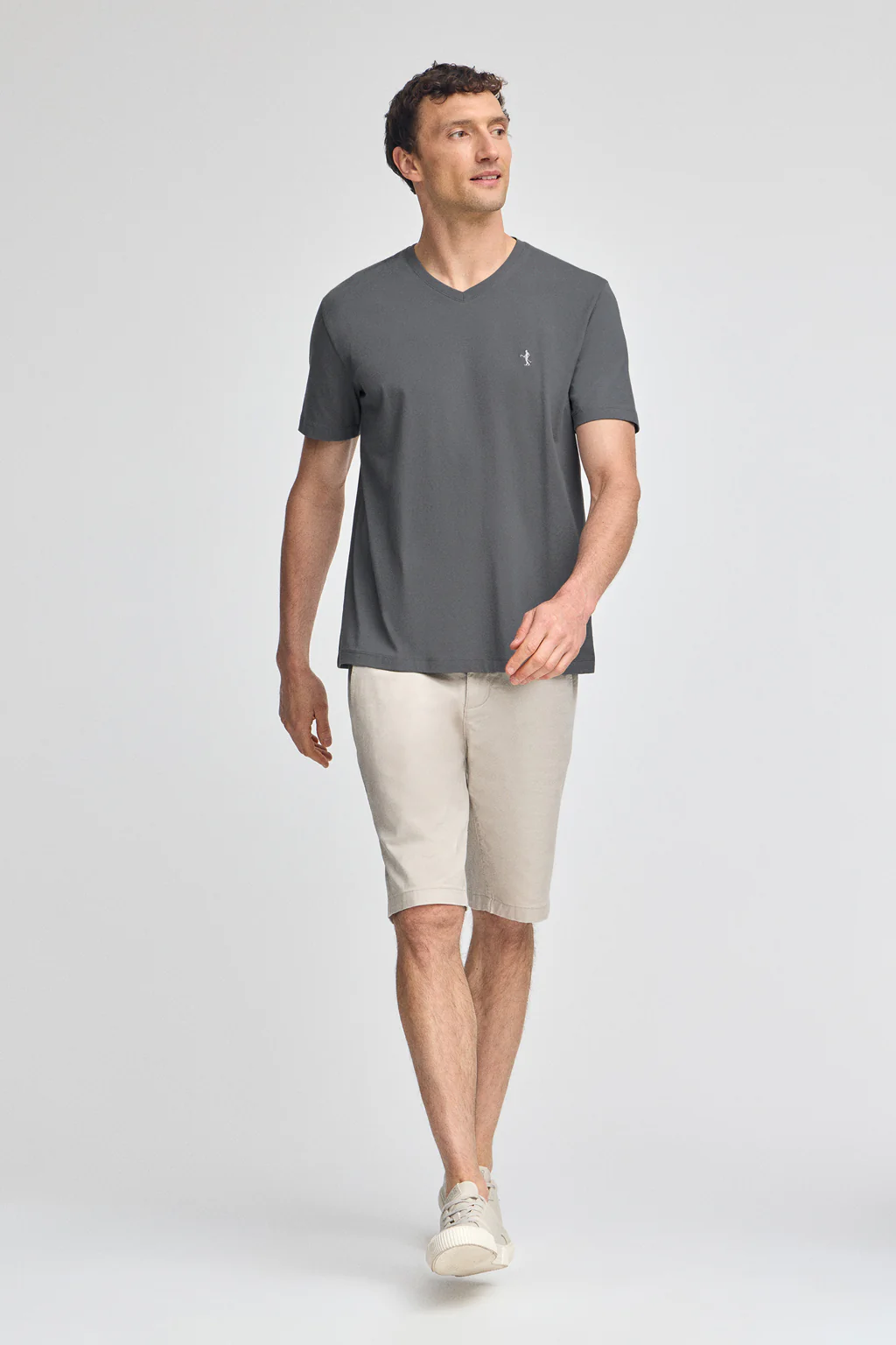 Asphalt-grey short-sleeve V-neck T-shirt with Rigby Best embroidery - Image 4