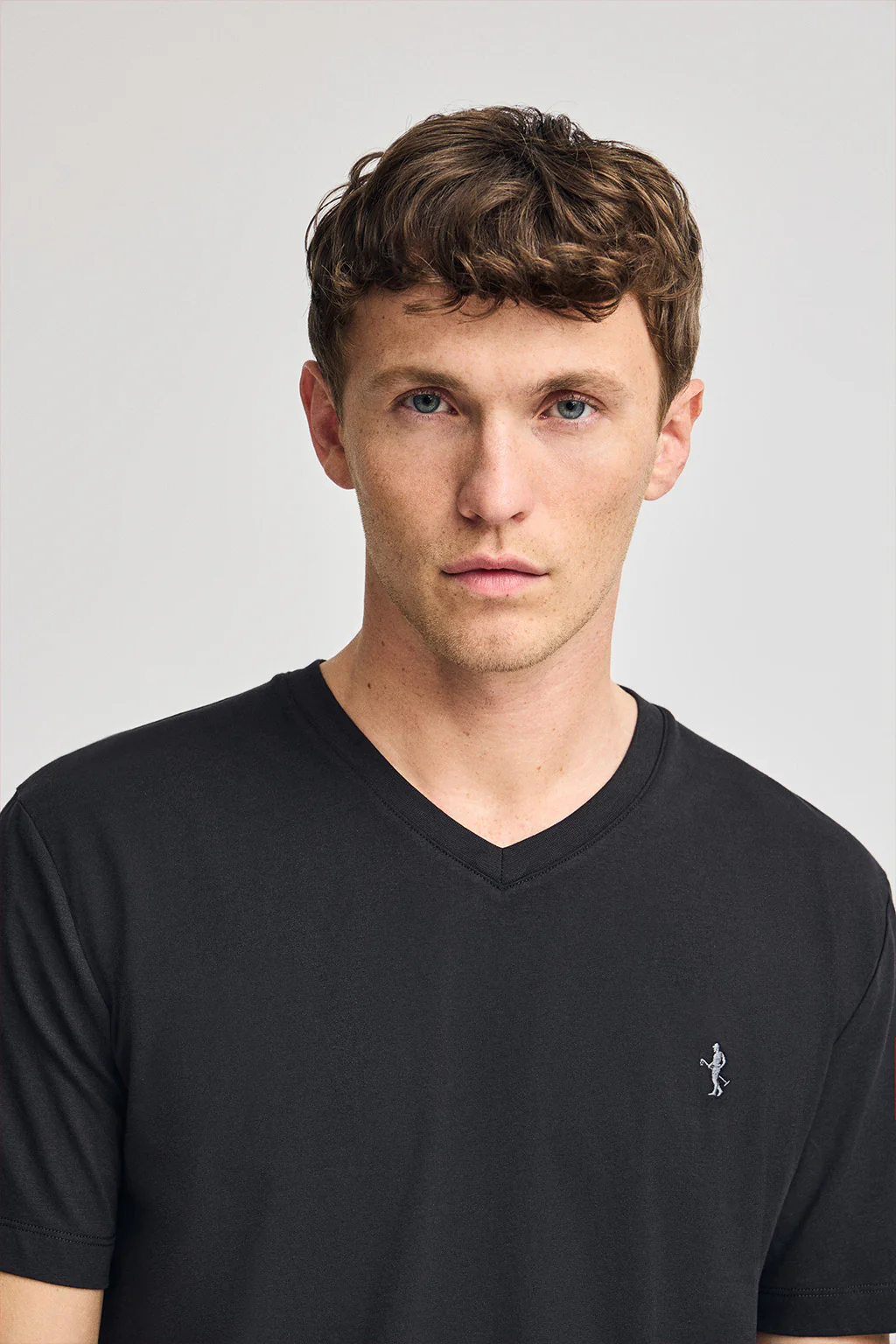 Black short-sleeve V-neck T-shirt with Rigby Best embroidery - Image 2