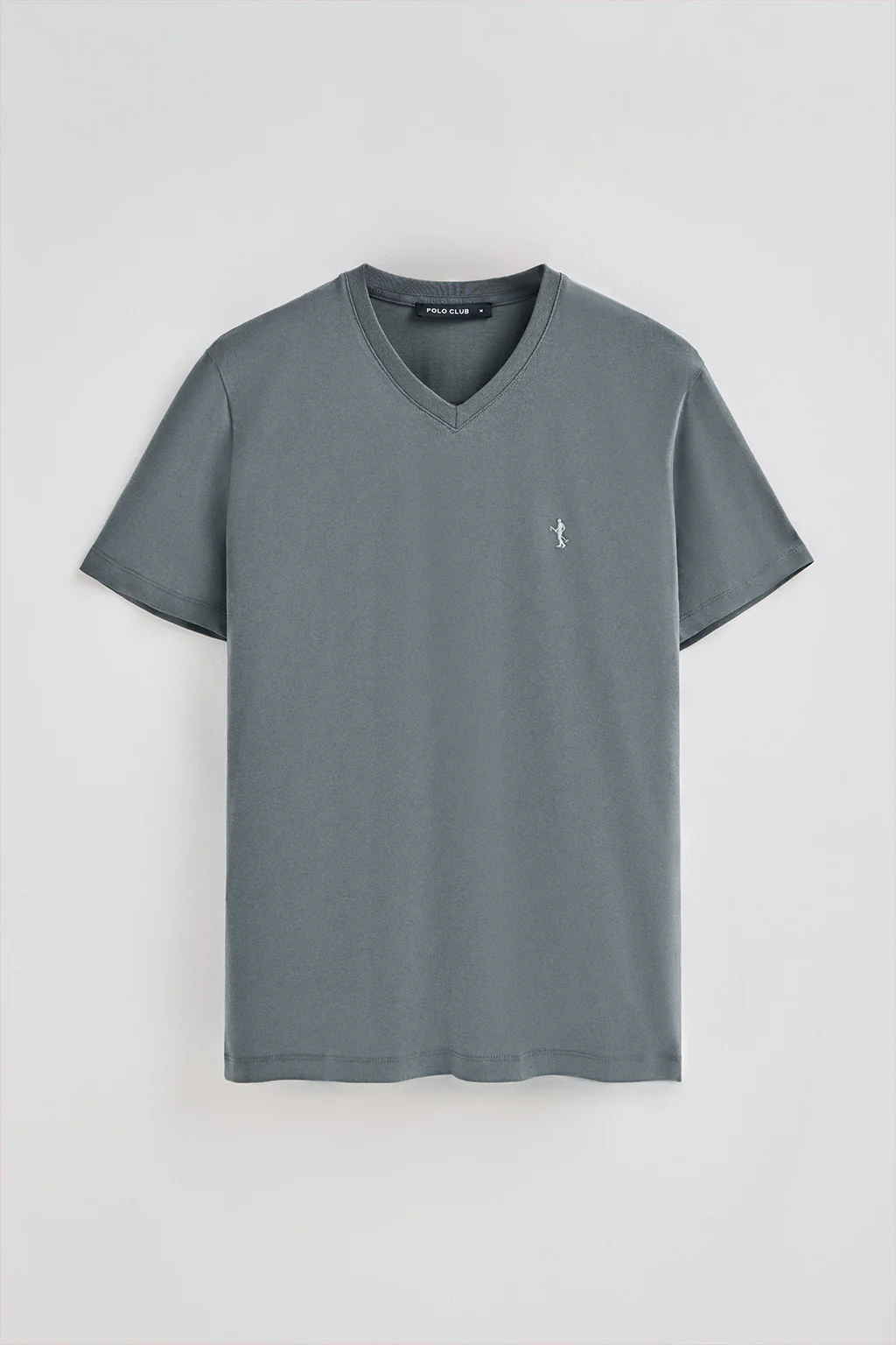 Stone-grey short-sleeve V-neck T-shirt with Rigby Best embroidery - Image 5