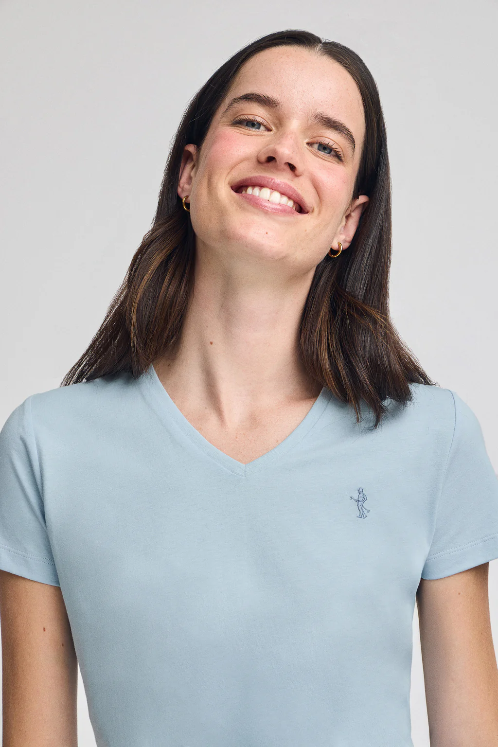 Light-blue V-neck T-shirt with Rigby Best embroidery - Image 3