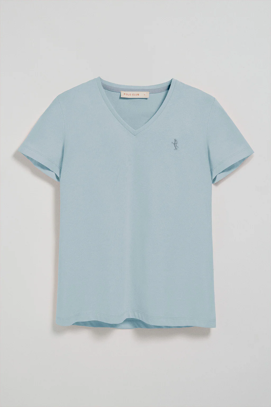 Light-blue V-neck T-shirt with Rigby Best embroidery - Image 5