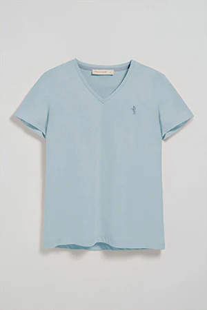Light-blue V-neck T-shirt with Rigby Best embroidery - Image 9