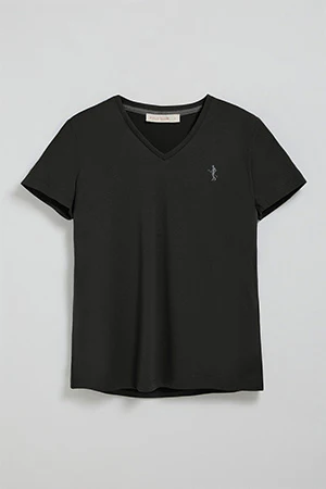 Black V-neck T-shirt with Rigby Best embroidery - Image 8