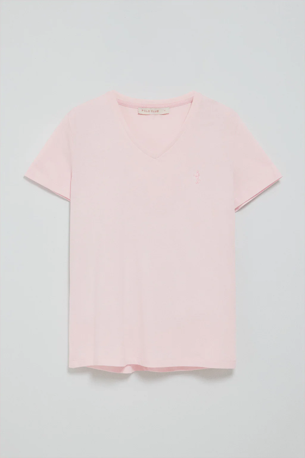 Pink V-neck T-shirt with Rigby Best embroidery - Image 5