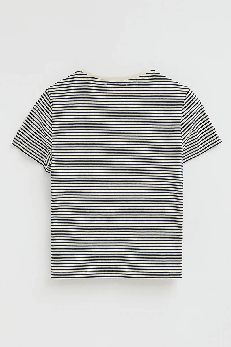 Striped regular-fit T-shirt in navy blue and nude with Rigby Go embroidery - Image 7