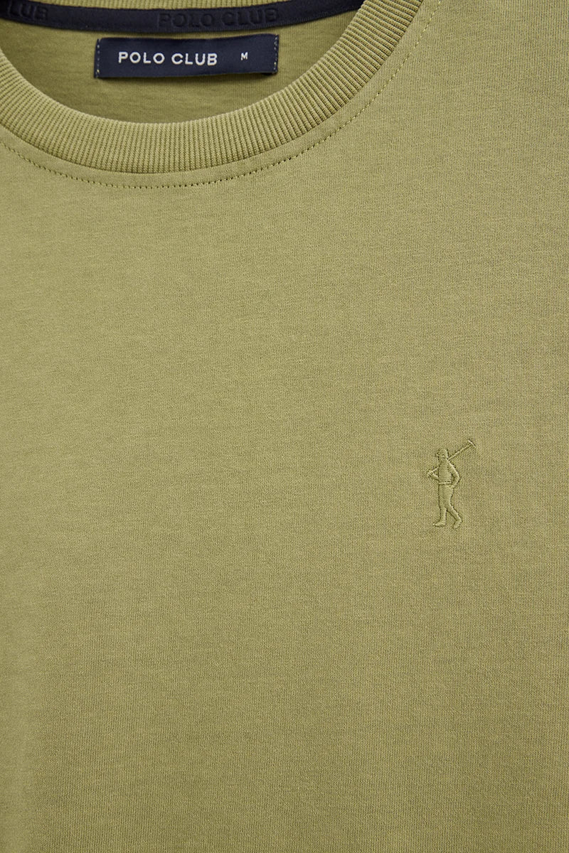 Leaf-green loose-fit T-shirt with round neck and Rigby Go logo - Image 7