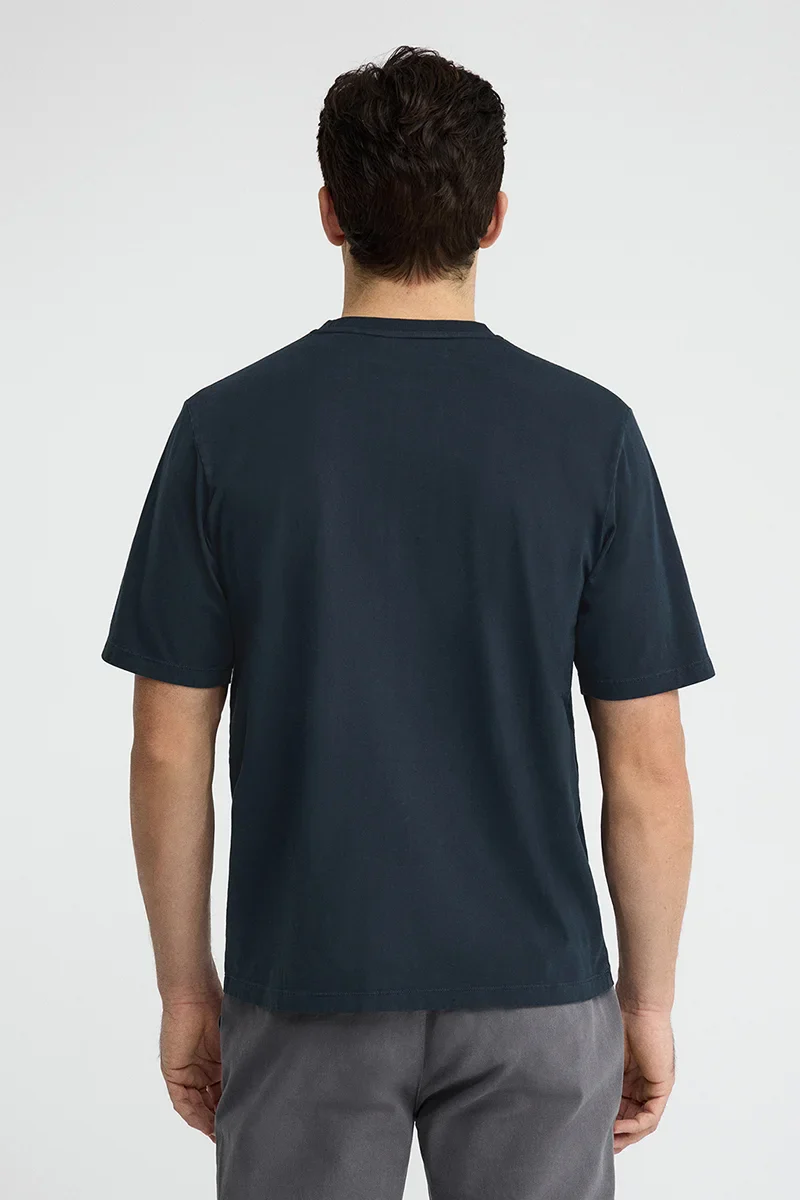 Navy-blue loose-fit T-shirt with round neck and Rigby Go logo - Image 5