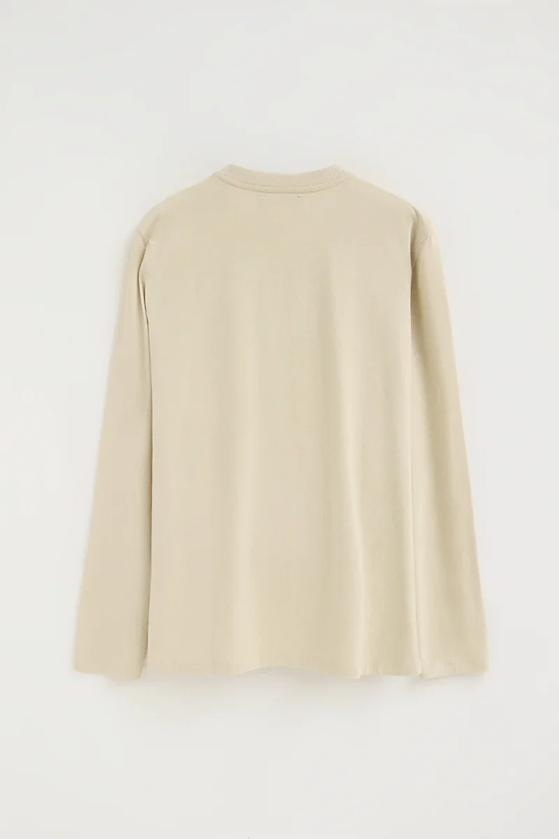 Beige Henley T-shirt with Rigby Go embroidery - Image 3