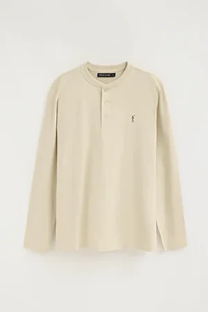 Beige Henley T-shirt with Rigby Go embroidery - Image 5