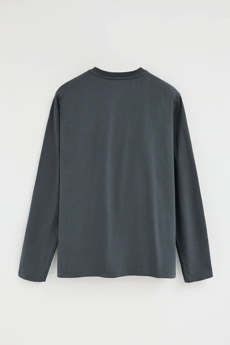 Stone-grey Henley T-shirt with Rigby Go embroidery - Image 8