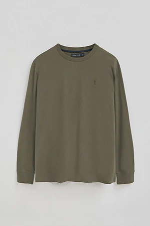 Army-green long-sleeve T-shirt with Rigby Go embroidered logo - Image 8