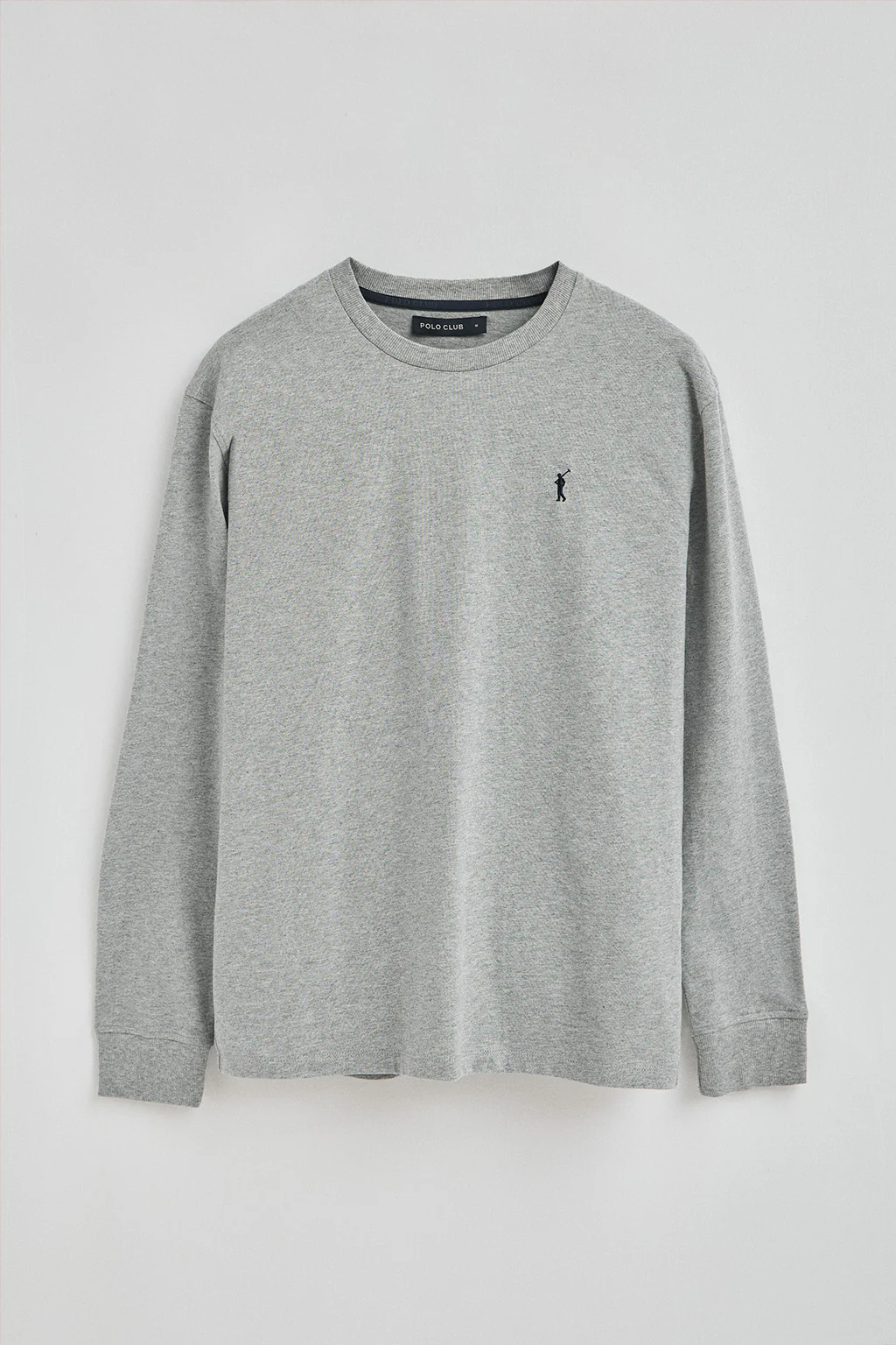 Grey-marl long-sleeve T-shirt with Rigby Go embroidered logo - Image 5