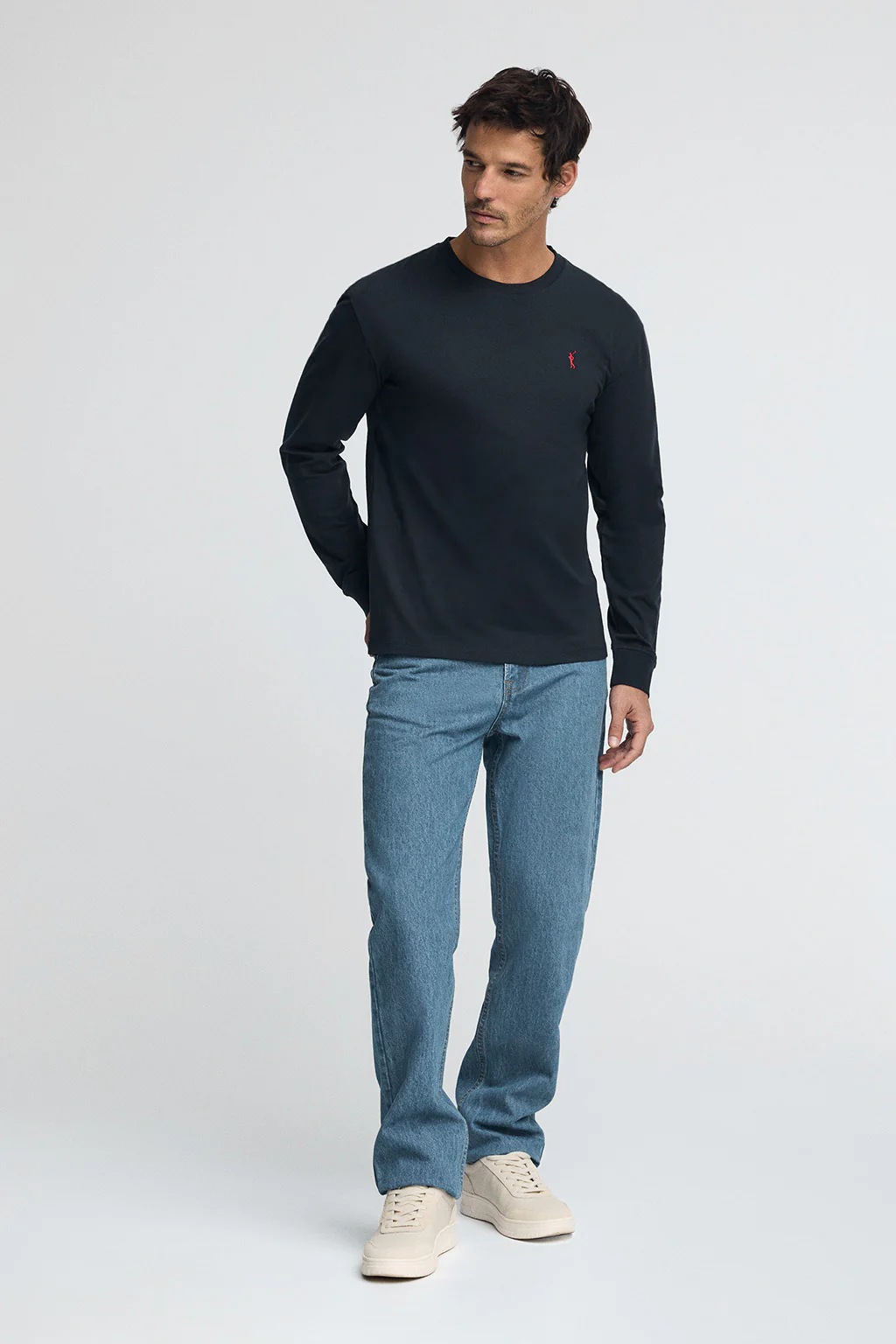 Navy-blue long-sleeve T-shirt with Rigby Go embroidered logo - Image 3