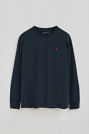 Navy-blue long-sleeve T-shirt with Rigby Go embroidered logo - Image 8