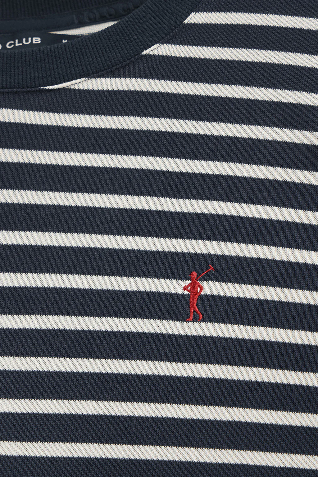 Striped T-shirt in navy blue and nude with Rigby Go embroidered logo - Image 6