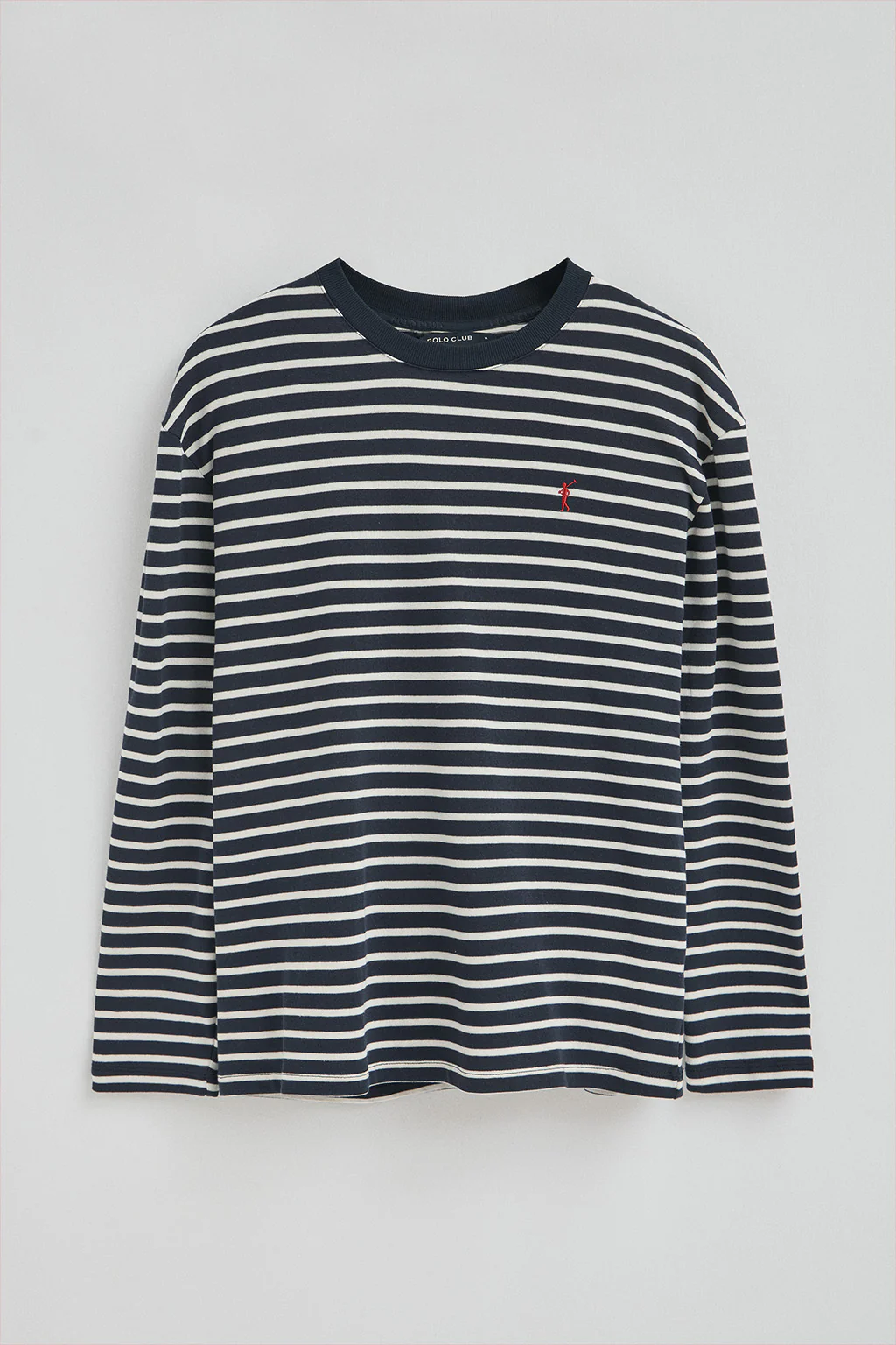 Striped T-shirt in navy blue and nude with Rigby Go embroidered logo - Image 7