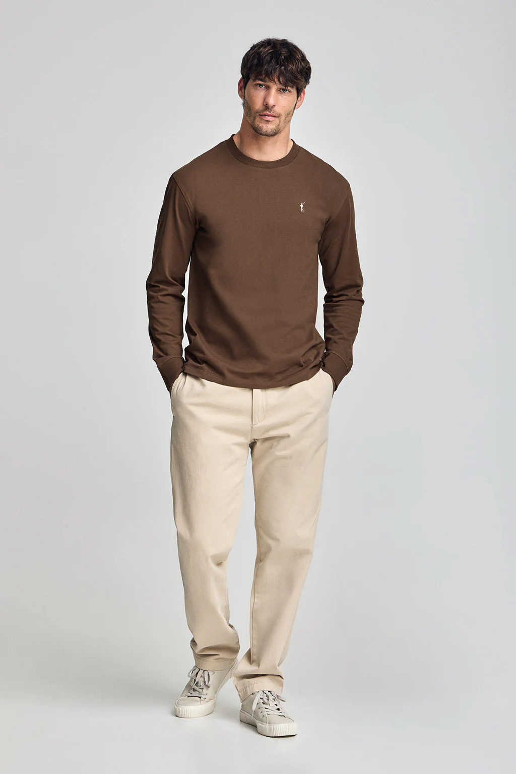 Brown long-sleeve T-shirt with Rigby Go embroidery - Image 4