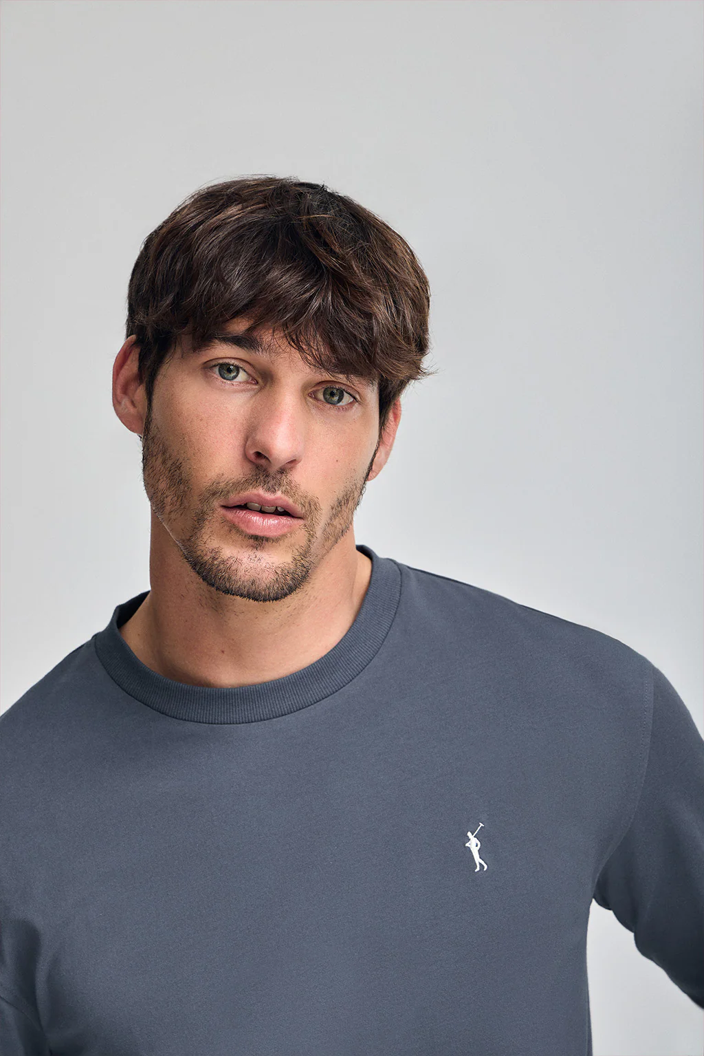 Denim-blue long-sleeve T-shirt with Rigby Go embroidery - Image 3
