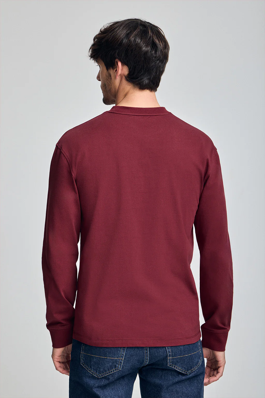 Maroon long-sleeve T-shirt with Rigby Go embroidery - Image 2