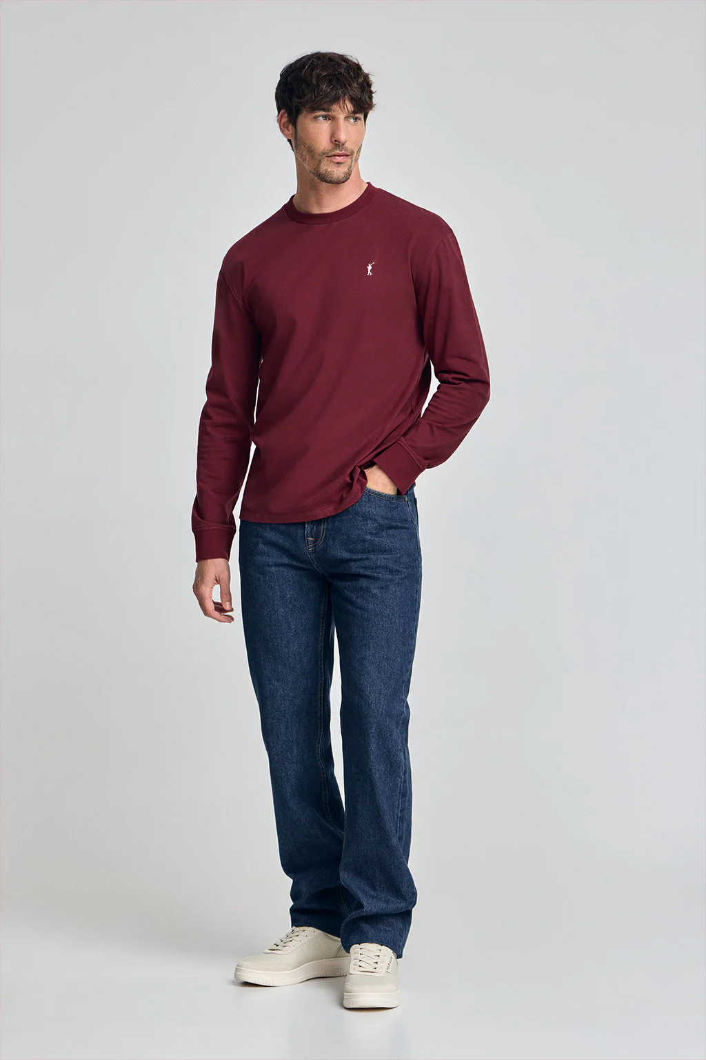 Maroon long-sleeve T-shirt with Rigby Go embroidery - Image 4