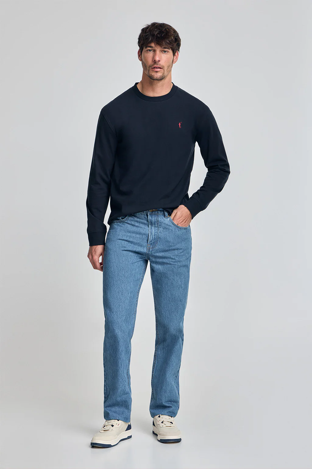 Navy-blue long-sleeve T-shirt with Rigby Go embroidery - Image 4