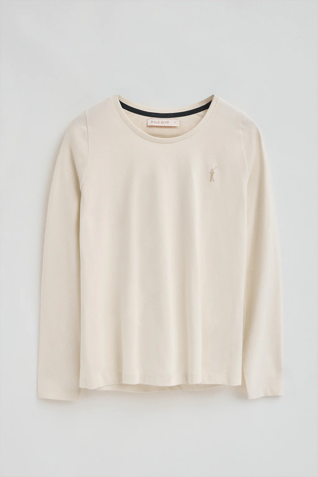 Nude long-sleeve T-shirt with round neck and Rigby Go Gold logo - Image 9