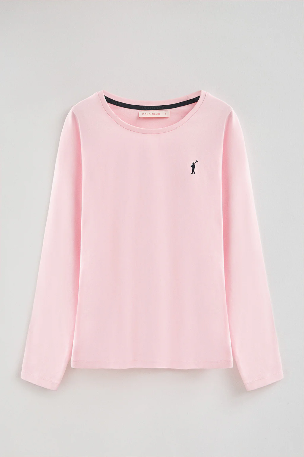 Pink long-sleeve T-shirt with round neck and Rigby Go embroidered logo - Image 8