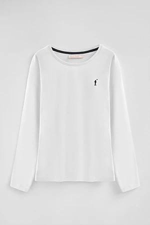White long-sleeve T-shirt with round neck and Rigby Go embroidered logo - Image 9