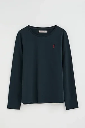 Navy-blue long-sleeve round-neck T-shirt with Rigby Go embroidery - Image 9