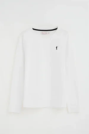 White long-sleeve round-neck T-shirt with Rigby Go embroidery - Image 9