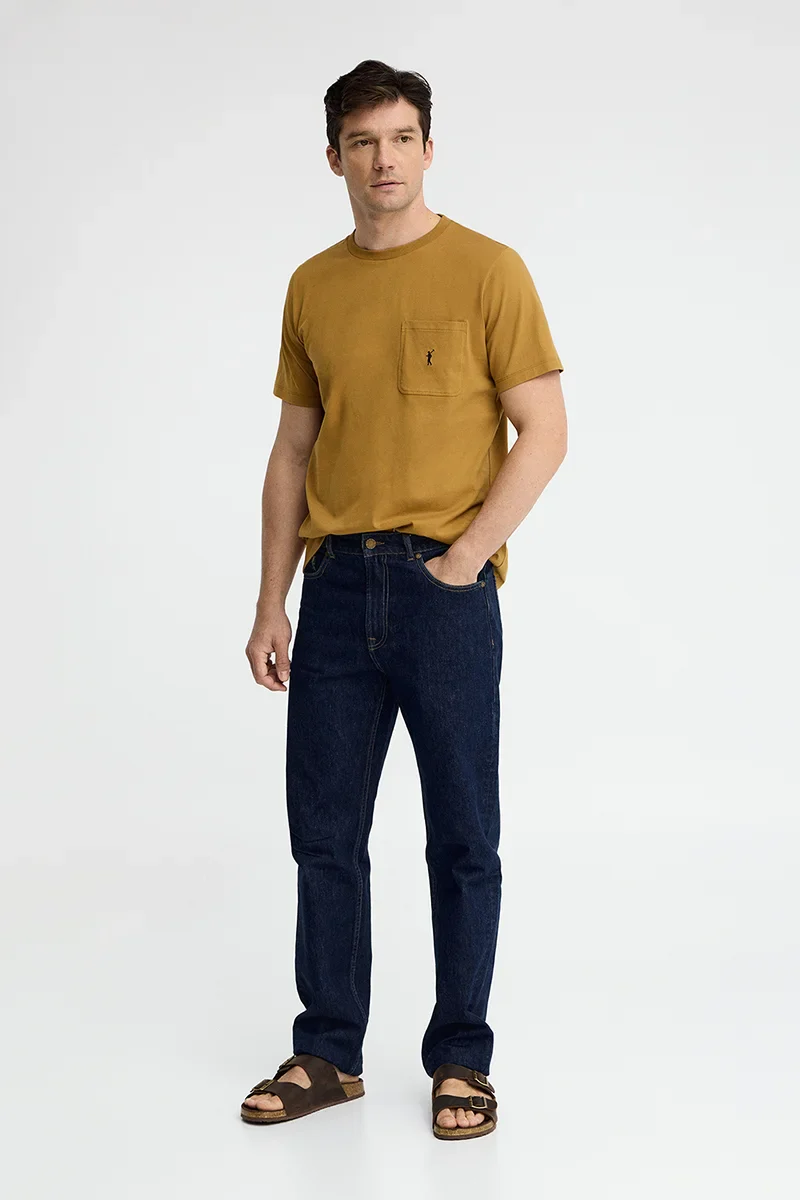 Mustard T-shirt with pocket and Rigby Go logo - Image 4