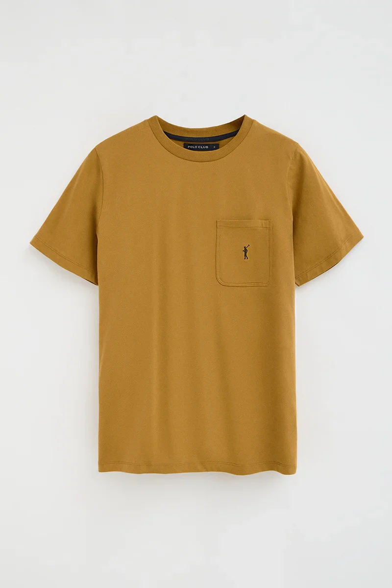 Mustard T-shirt with pocket and Rigby Go logo - Image 9